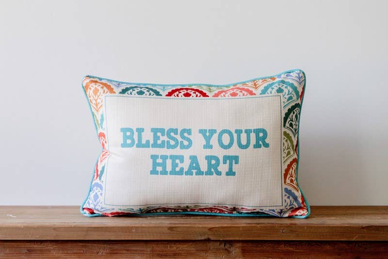Scalloped Bless Your Heart Piped Pillow