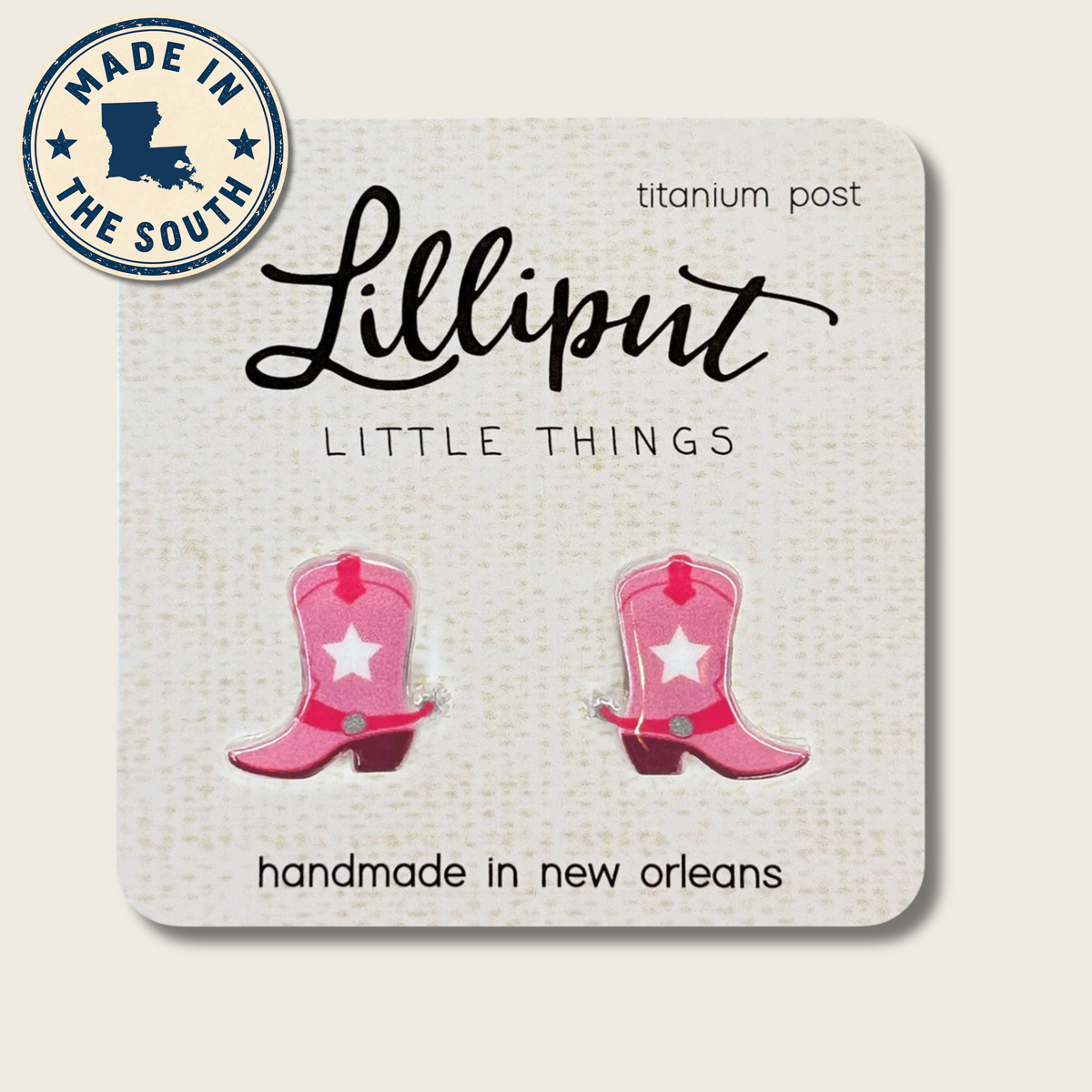 Pink Cowgirl Boot Earrings