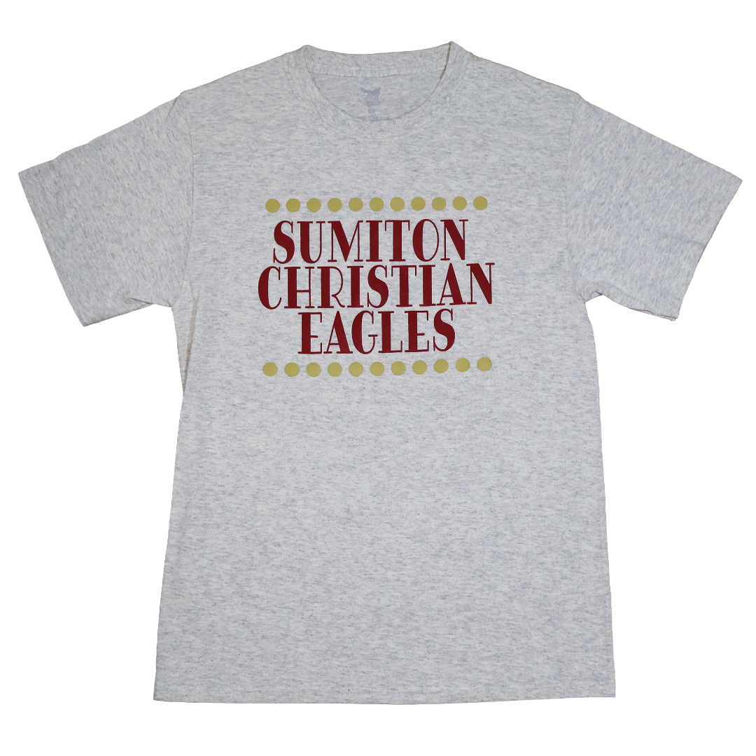 Gray t-shirt with 'Summit Christian Eagles' text on a white background